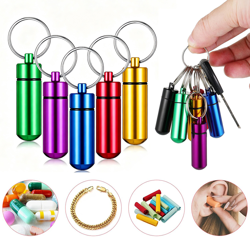 Edc Pill Carry - 1/5개 알루미늄 미니 알약통 열쇠고리 –