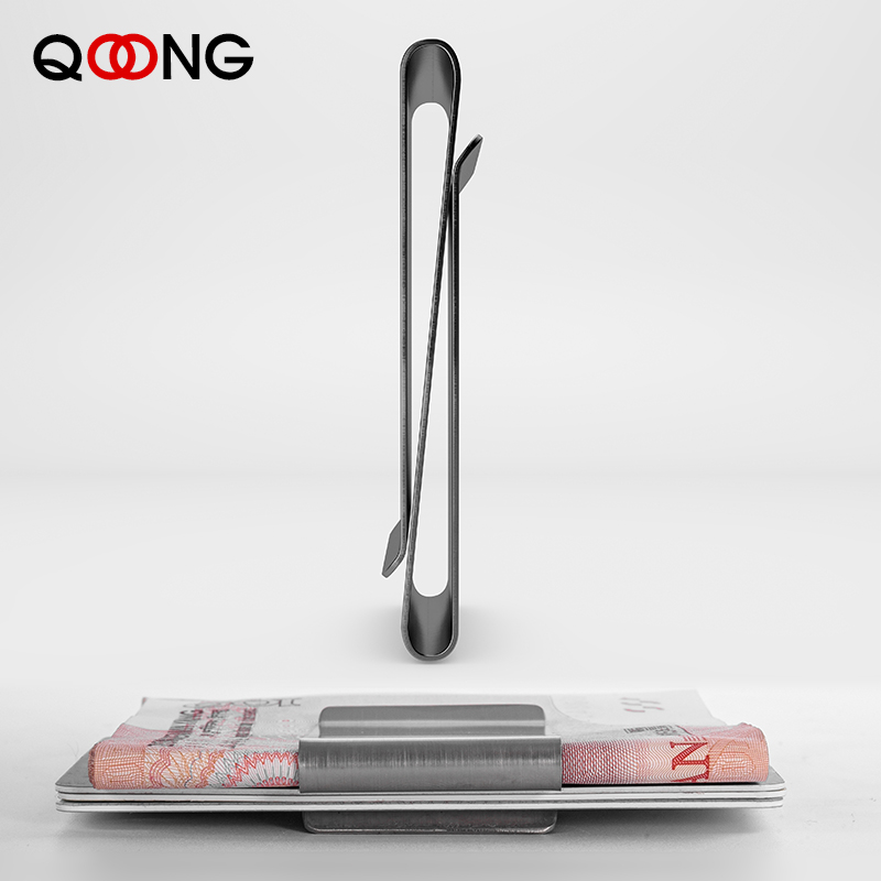 Money Clip Magnetic - QOONG 스테인레스 스틸 슬림 양면 남성