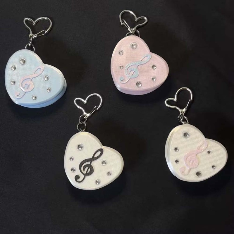 Cable Winder Keychain - 고딕 음표 하트 케이블 정리기 3D