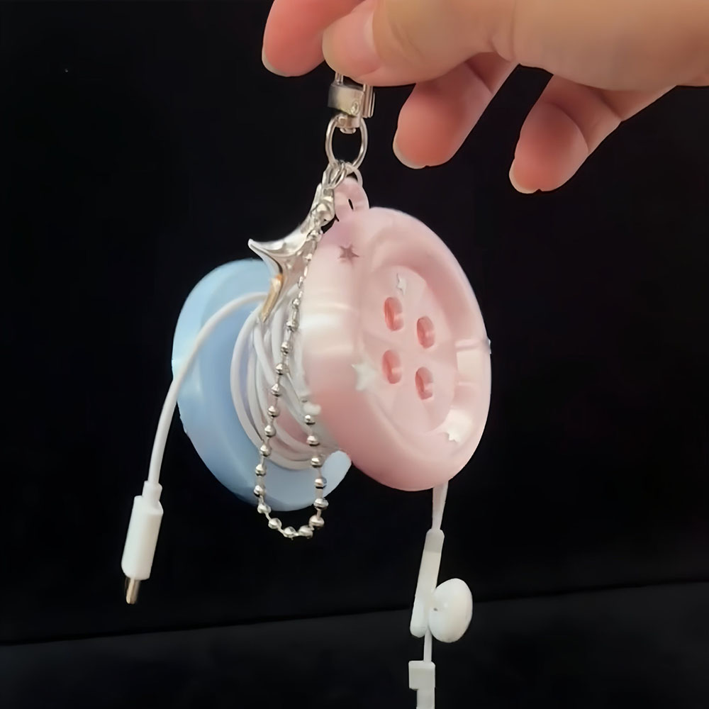 Cable Winder Keychain - 케이블 정리 버튼 이어폰 케이블 와인더
