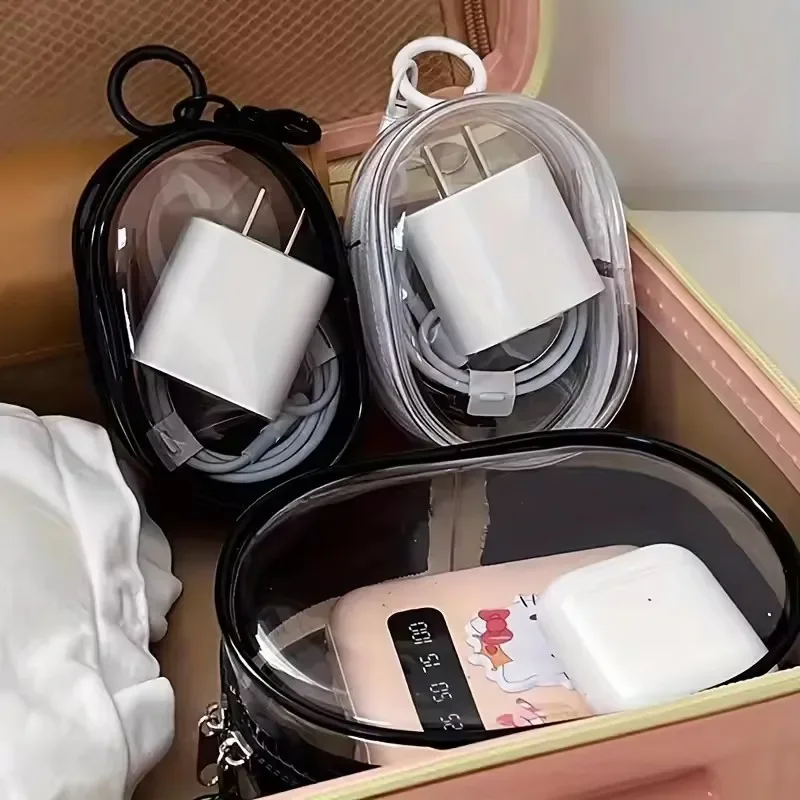 휴대용 미니 투명 지퍼 수납 가방 - 이어폰 충전기용  - Cable Winder Keychain 리뷰 및 가격
