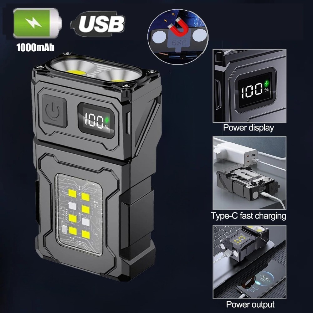 180 °   회전식 LED 손전등 USB 충전식 키체 - Keychain Flashlight 리뷰 및 가격