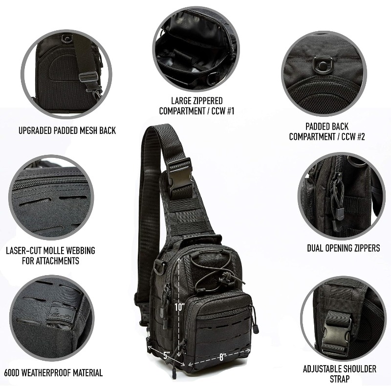 전술용 컴팩트 은닉 휴대 슬링백 컷 몰리 권총 홀스터  - Edc Concealed Carry Backpack 리뷰 및 가격